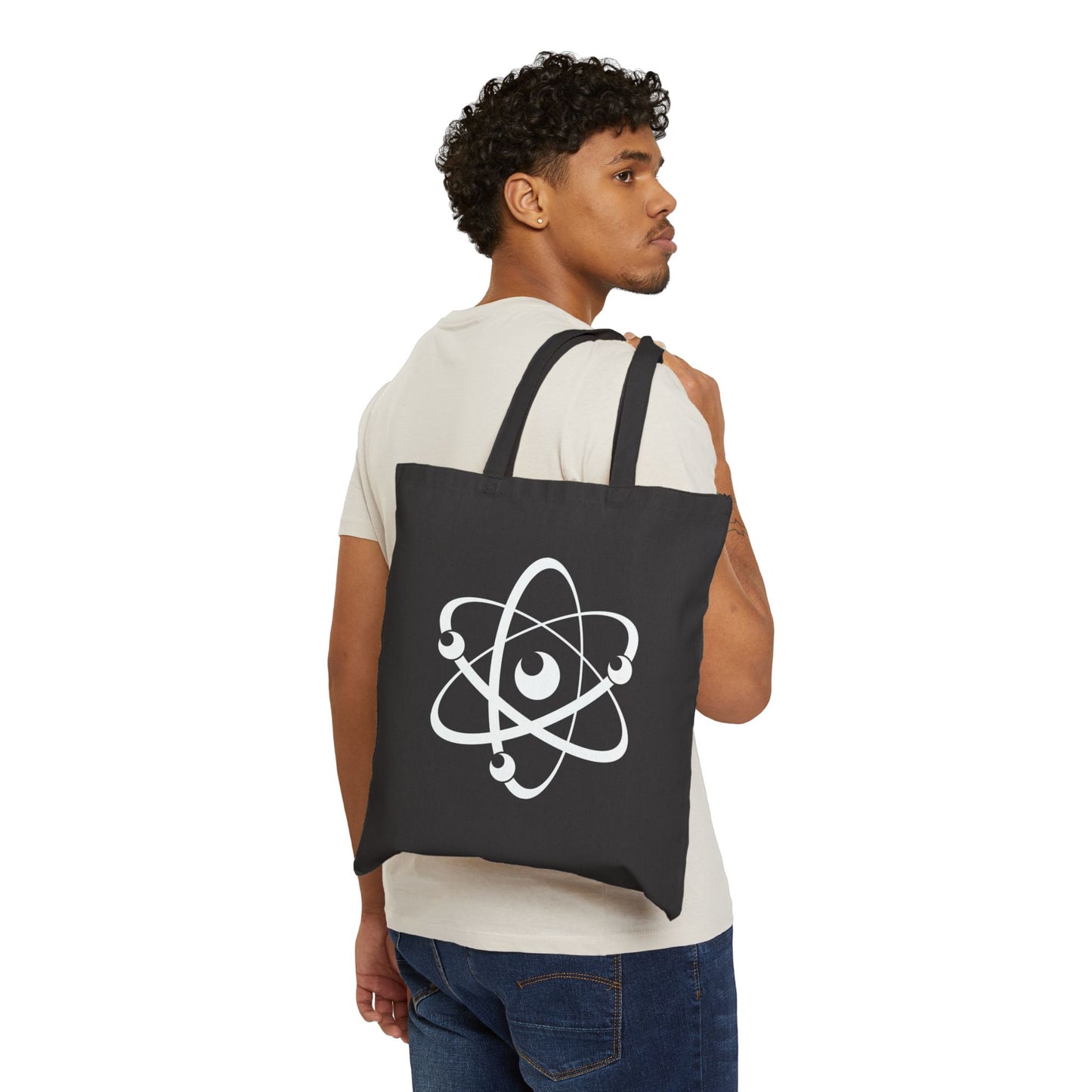 Atom (White Decal) Cotton Canvas Tote Bag