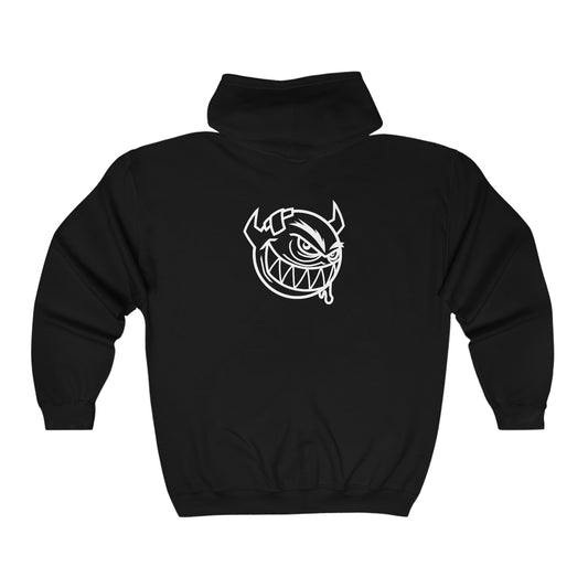 Devil (White Decal) Unisex Heavy Blend™ Full Zip Hooded Sweatshirt