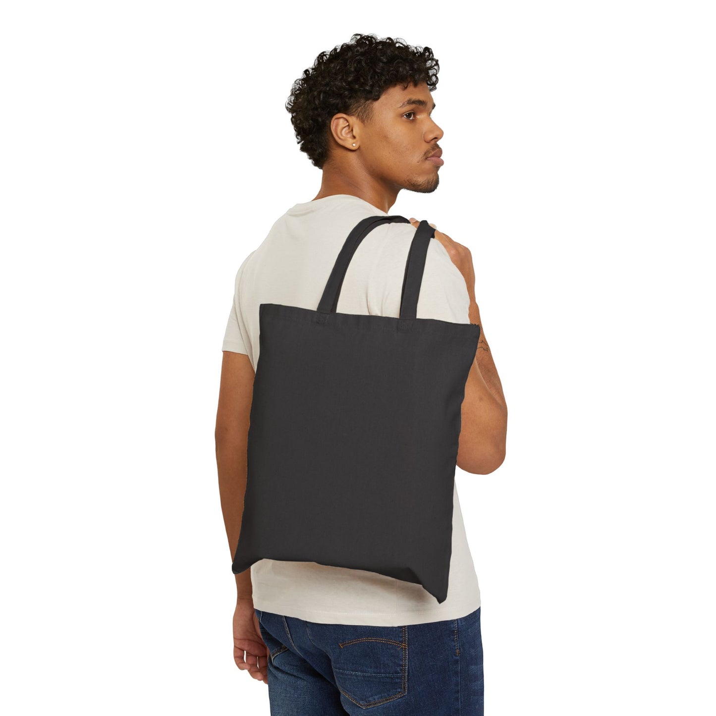 Atom (White Decal) Cotton Canvas Tote Bag