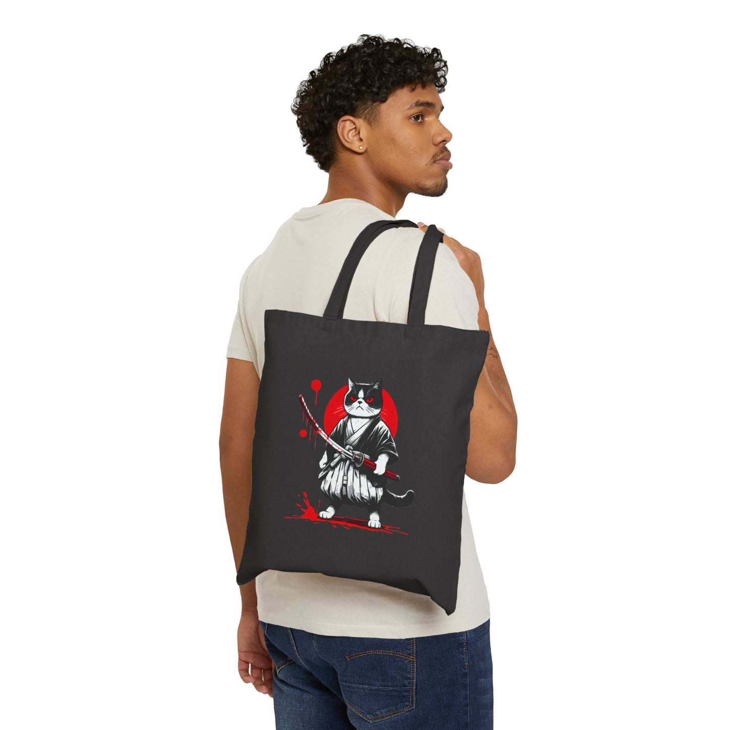 Mean Cat Cotton Canvas Tote Bag