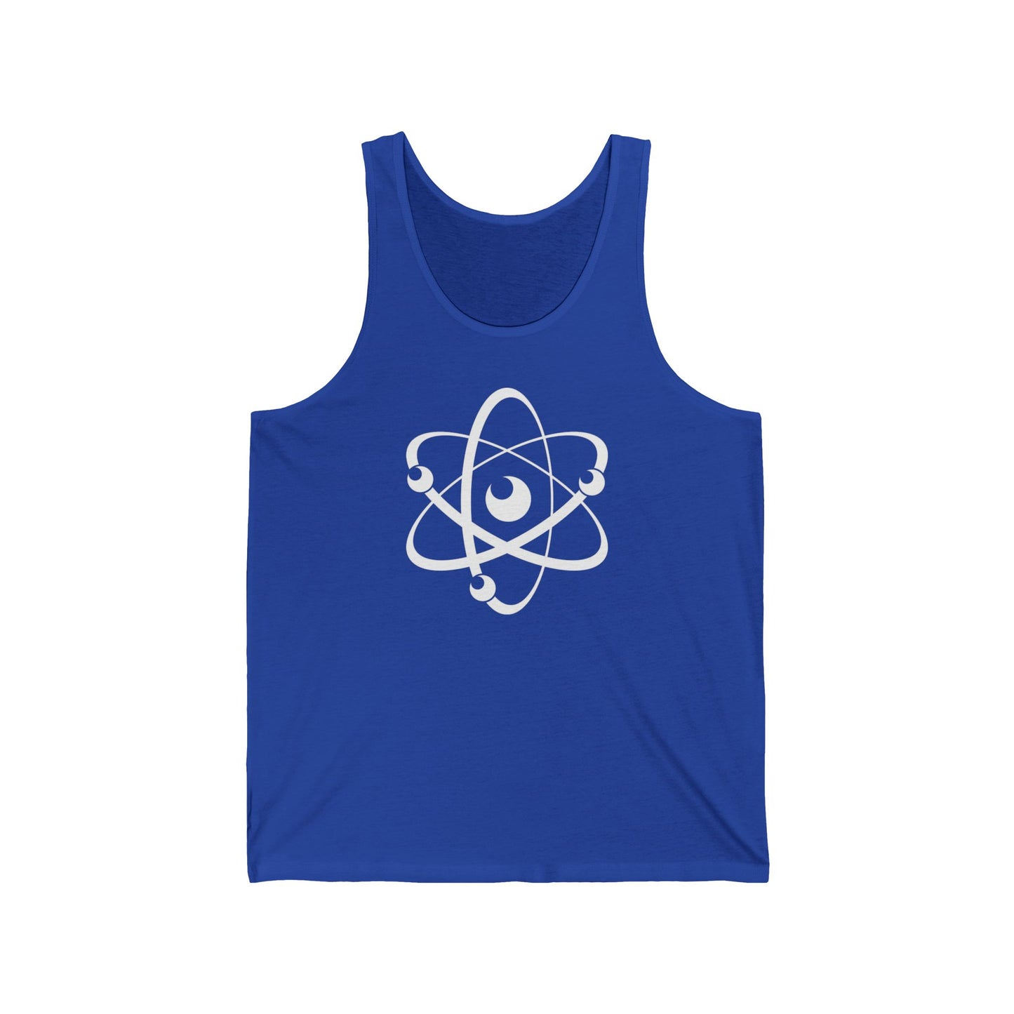 Atom (White Decal) Unisex Jersey Tank Top