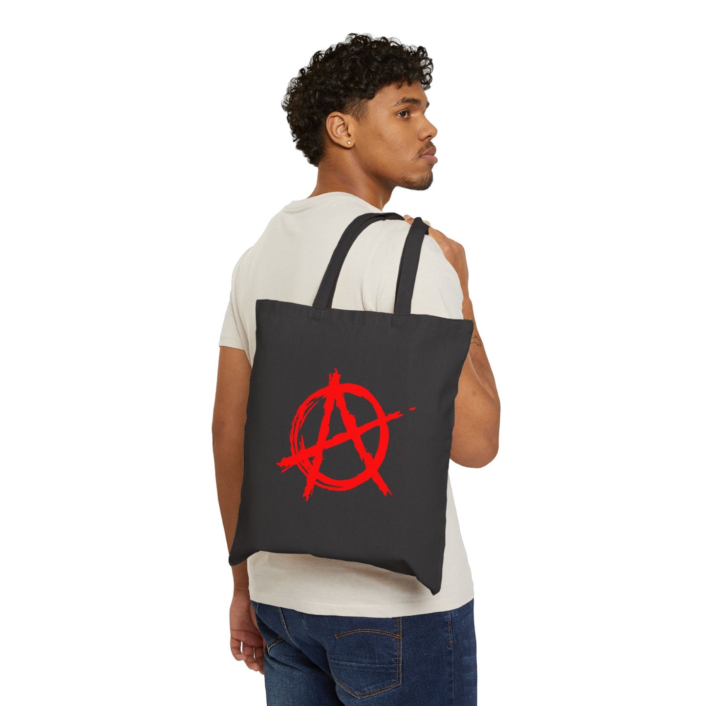 Anarchy (Red Decal) Cotton Canvas Tote Bag