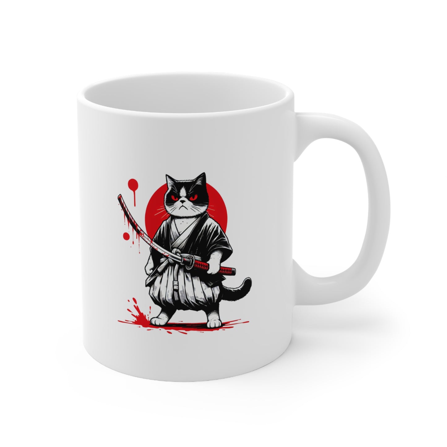 Mean Cat Ceramic Coffee Mug / Tea Cup 11oz / 300ml