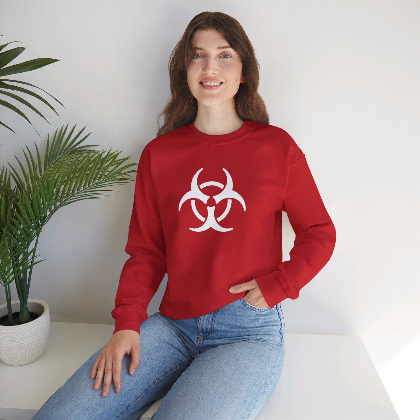 Biohazard (White Decal) Unisex Heavy Blend™ Crewneck Sweatshirt