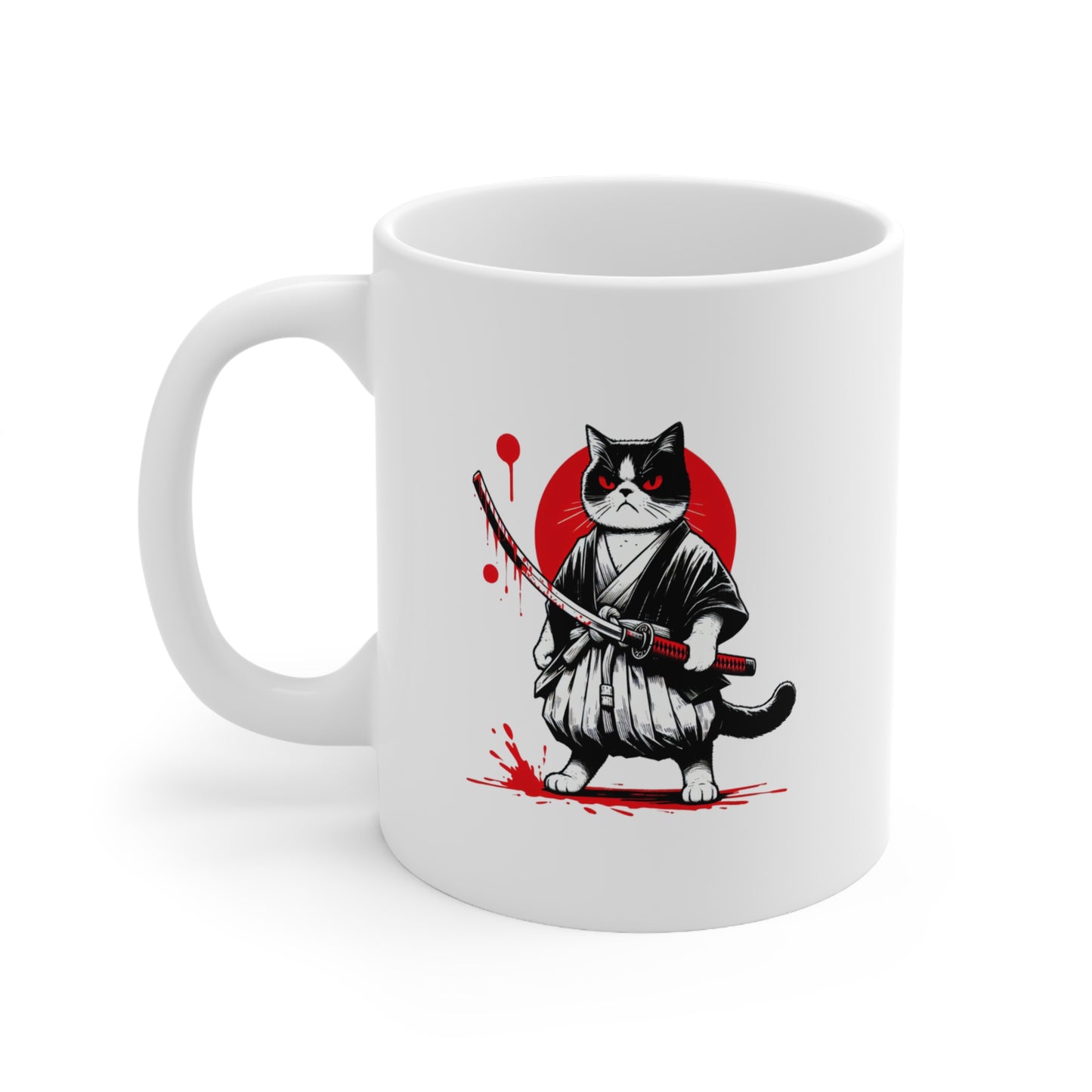 Mean Cat Ceramic Coffee Mug / Tea Cup 11oz / 300ml