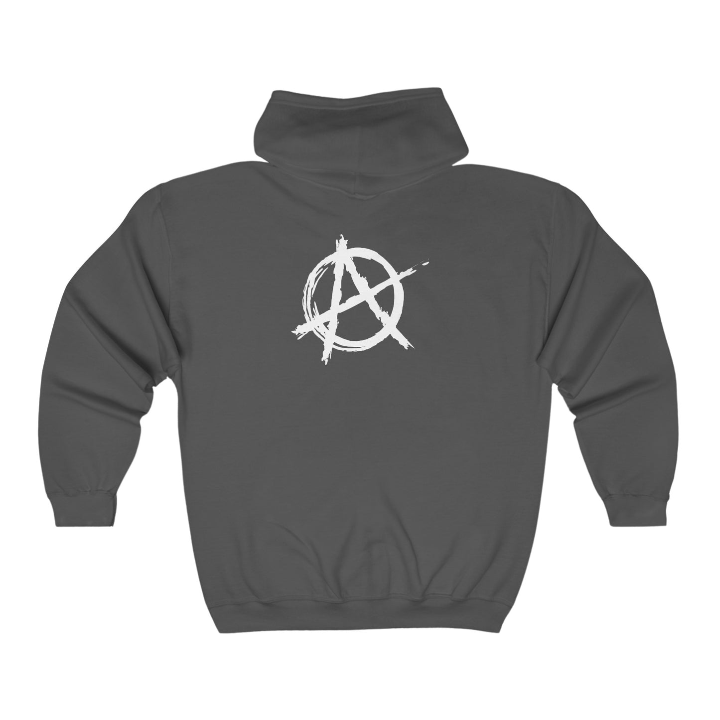 Anarchy (White Decal) Unisex Heavy Blend™ Full Zip Hooded Sweatshirt