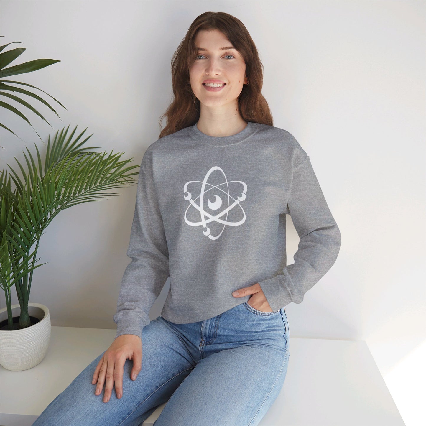 Atom (White Decal) Unisex Heavy Blend™ Crewneck Sweatshirt